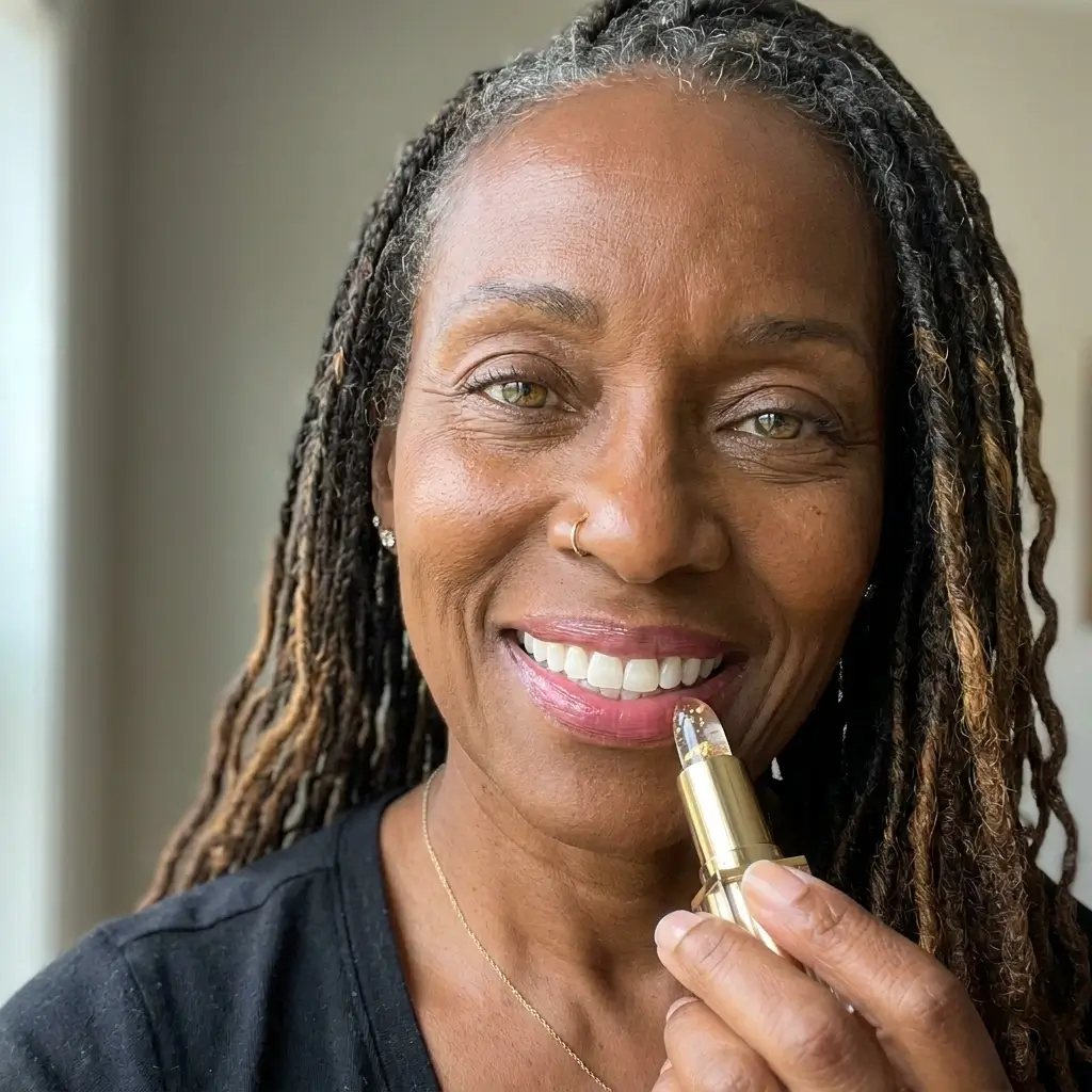 Woman applying a Kivora lipstick